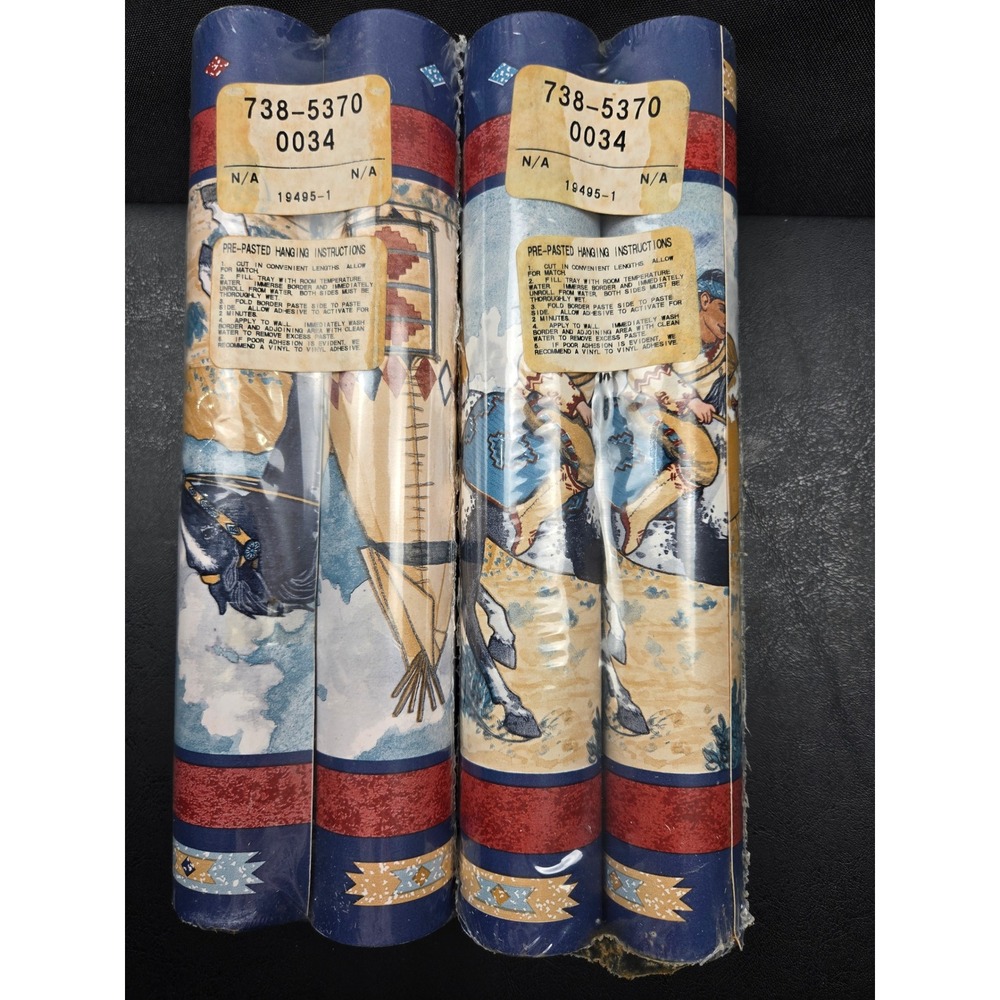 Vintage Western Cowboy Horse Wallpaper Border Lot of 4 Rolls Pre-Pasted Sealed‎